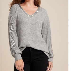 ⚡️Sequin Trim Drop Shoulder Blouse